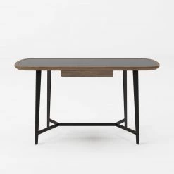 VIG Modrest Girard - Modern Walnut & Black Glass Desk Office