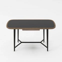 VIG Modrest Girard - Modern Walnut & Black Glass Desk Office