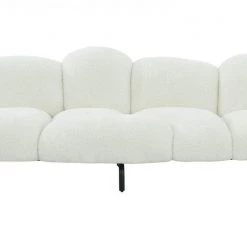 VIG Living Room Divani Casa Glaster - Contemporary White Sherpa 88" Bubble Sofa By Hollywood Glam