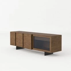 VIG Modrest Glencoe - Modern Walnut & Grey Glass Buffet