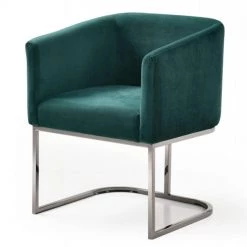 VIG Dining Room Modrest Yukon Modern Green Velvet & Black Gun Dining Chair
