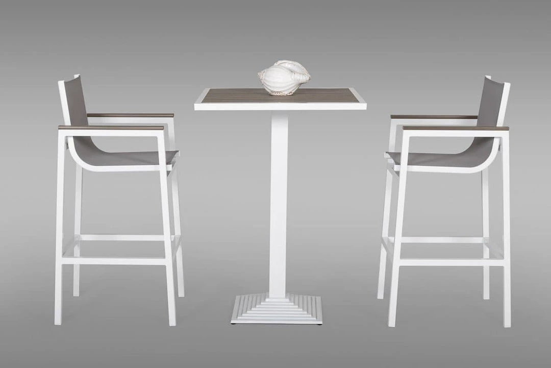 VIG Renava Gulf Outdoor White & Grey Bar Table Set