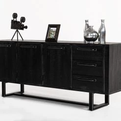 VIG Living Room Modrest Hardy Modern Black Acacia Buffet