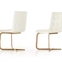VIG Dining Room Haslet - Modern White & Rosegold Dining Chair (Set Of 2)