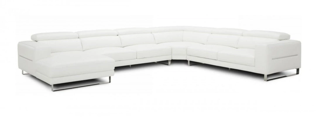 VIG Living Room Divani Casa Hawkey - Contemporary White Full Leather U Shaped Left Facing Sectional Sofa