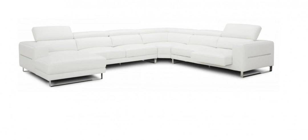 VIG Living Room Divani Casa Hawkey - Contemporary White Full Leather U Shaped Left Facing Sectional Sofa