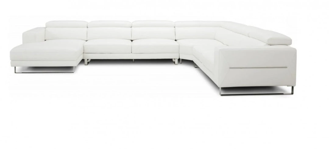 VIG Living Room Divani Casa Hawkey - Contemporary White Full Leather U Shaped Left Facing Sectional Sofa