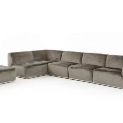 VIG Living Room Divani Casa Hawthorn - Modern Grey Fabric Modular Left Facing Sectional Sofa + Ottoman