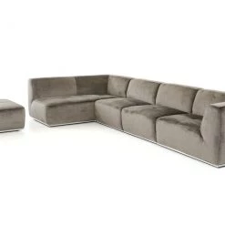 VIG Living Room Divani Casa Hawthorn - Modern Grey Fabric Modular Left Facing Sectional Sofa + Ottoman
