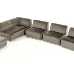 VIG Living Room Divani Casa Hawthorn - Modern Grey Fabric Modular Left Facing Sectional Sofa + Ottoman