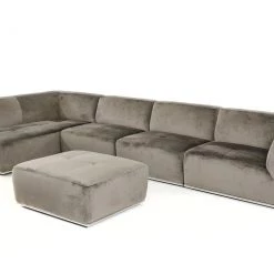 VIG Living Room Divani Casa Hawthorn - Modern Grey Fabric Modular Left Facing Sectional Sofa + Ottoman
