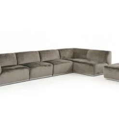 VIG Living Room Divani Casa Hawthorn Modern Grey Fabric Sectional Sofa And Ottoman