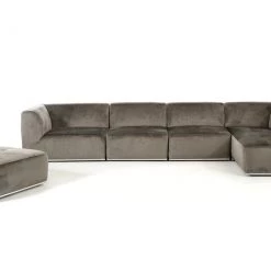 VIG Living Room Divani Casa Hawthorn Modern Grey Fabric Sectional Sofa And Ottoman