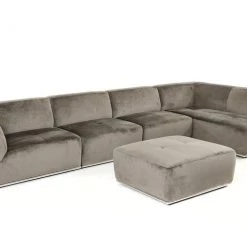 VIG Living Room Divani Casa Hawthorn Modern Grey Fabric Sectional Sofa And Ottoman