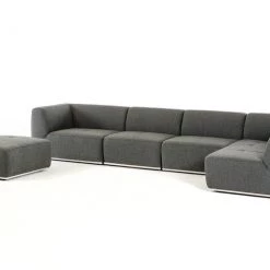 VIG Living Room Divani Casa Hawthorn Modern Grey Fabric Sectional Sofa And Ottoman