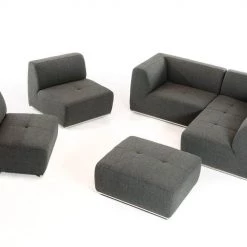 VIG Living Room Divani Casa Hawthorn Modern Grey Fabric Sectional Sofa And Ottoman