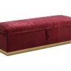 VIG Divani Casa Reyes Modern Red Velvet Bench W/ Storage Bedroom