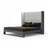 VIG Modrest Heloise - Contemporary White Leather & Grey Elm Trim Bed Bedroom