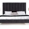 VIG Modrest Hemlock Modern Dark Grey Velvet Bed