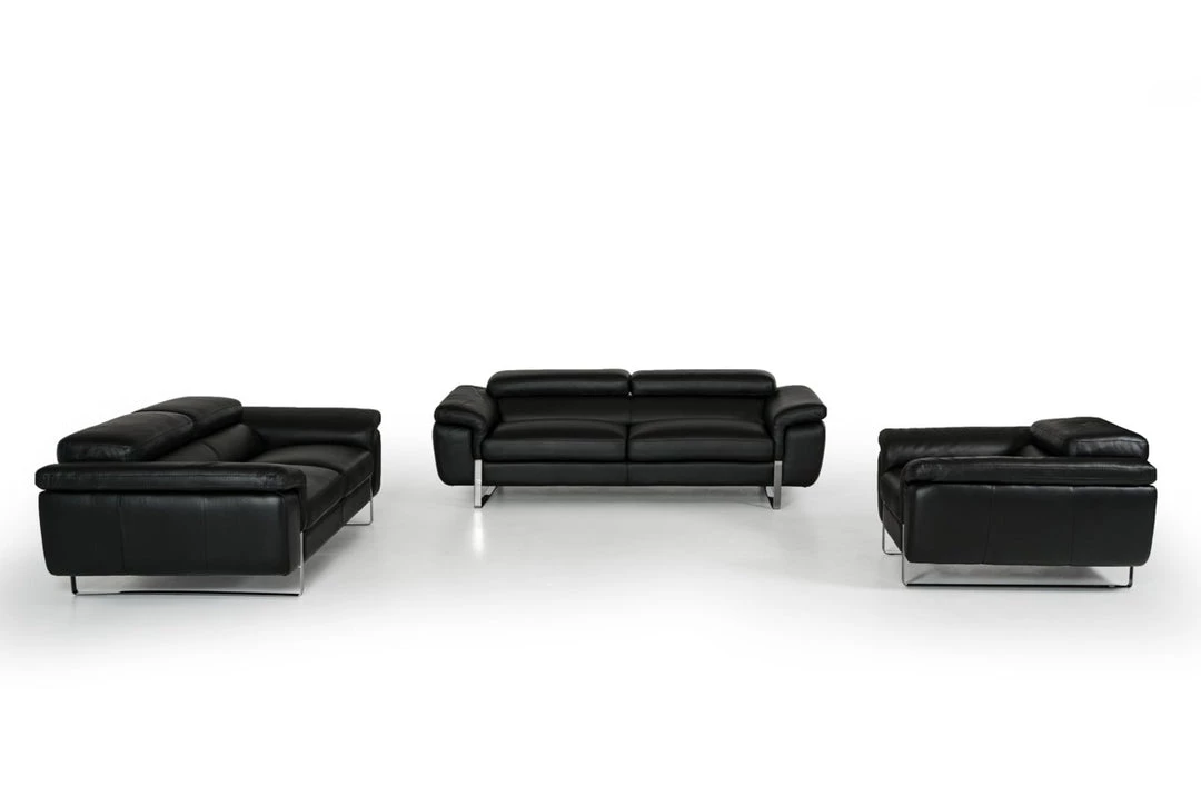 VIG David Ferrari Highline Italian Modern Leather Sofa Set Living Room