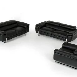 VIG David Ferrari Highline Italian Modern Leather Sofa Set Living Room