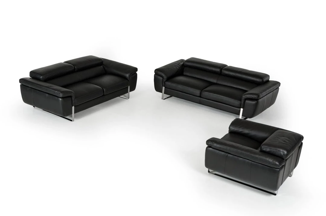 VIG David Ferrari Highline Italian Modern Leather Sofa Set Living Room