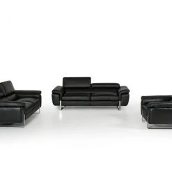 VIG David Ferrari Highline Italian Modern Leather Sofa Set Living Room