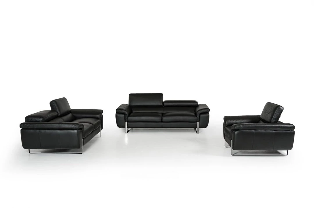 VIG David Ferrari Highline Italian Modern Leather Sofa Set Living Room