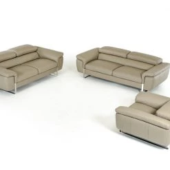 VIG David Ferrari Highline Italian Modern Leather Sofa Set Living Room