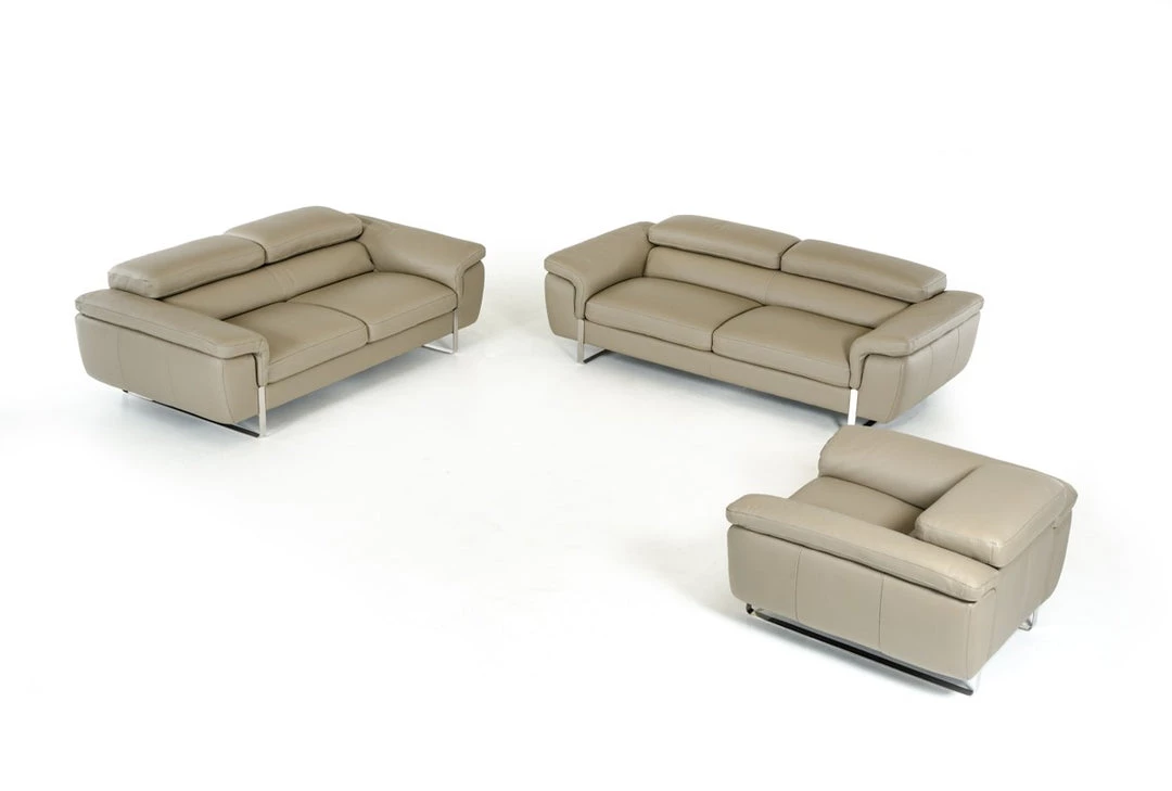 VIG David Ferrari Highline Italian Modern Leather Sofa Set Living Room