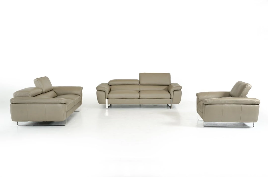 VIG David Ferrari Highline Italian Modern Leather Sofa Set Living Room