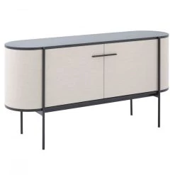 VIG Living Room Modrest Hobart - Modern Beige Fabric & Black Metal Buffet