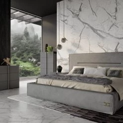 VIG Coronelli Collezioni Hollywood - Eastern King Italian Contemporary Grey Leather Bed