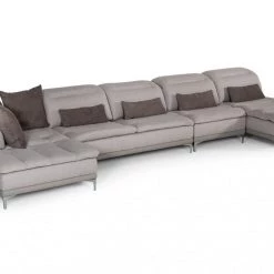VIG Living Room David Ferrari Horizon - Modern Grey Fabric + Grey Leather U Shaped Sectional Sofa By Hollywood Glam