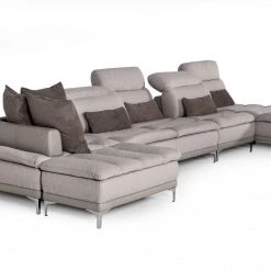 VIG Living Room David Ferrari Horizon - Modern Grey Fabric + Grey Leather U Shaped Sectional Sofa By Hollywood Glam