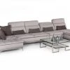 VIG Living Room David Ferrari Horizon - Modern Grey Fabric + Grey Leather U Shaped Sectional Sofa By Hollywood Glam