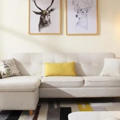 VIG Divani Casa Jeremiah Modern Ivory Fabric Sofabed & Ottoman W/ Storage Living Room