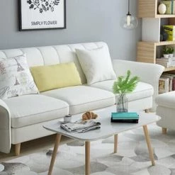 VIG Divani Casa Jeremiah Modern Ivory Fabric Sofabed & Ottoman W/ Storage Living Room