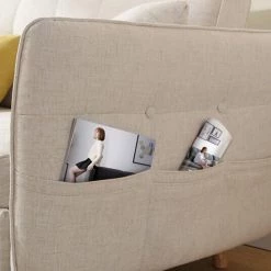 VIG Divani Casa Jeremiah Modern Ivory Fabric Sofabed & Ottoman W/ Storage Living Room