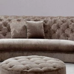 VIG Divani Casa Cosmopolitan Mini - Transitional Beige Tufted Fabric Curved Sectional Sofa Living Room