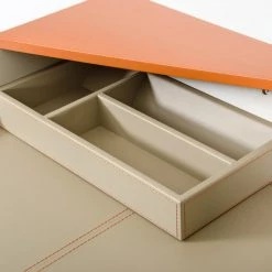 VIG Modrest Bradley Modern Beige Leather And Orange Office Desk