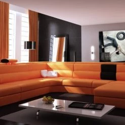 VIG Divani Casa Polaris - Contemporary Bonded Leather U Shaped Sectional Sofa With Lights Living Room