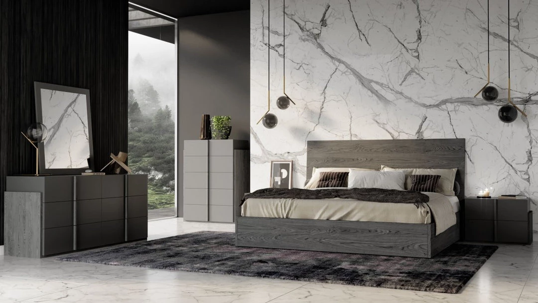 VIG Nova Domus Lucia Italian Modern Matte Grey / Elm Grey Bed