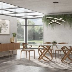 VIG Dining Room Modrest Mason Modern Glass & Walnut Dining Table