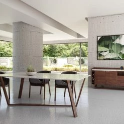 VIG Modrest Jozy - Modern Marble & Walnut Buffet Living Room