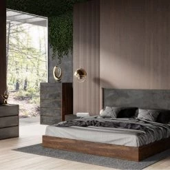 VIG Nova Domus Rado - Modern Walnut & Volcanic Slate Bed