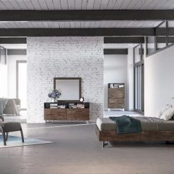 VIG Beds & Headboards Modrest Wharton Modern Dark Aged Oak Bed