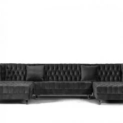 VIG Divani Casa Ivar - Modern Grey Velvet U Shaped Sectional Sofa By Hollywood Glam