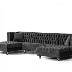 VIG Divani Casa Ivar - Modern Grey Velvet U Shaped Sectional Sofa By Hollywood Glam