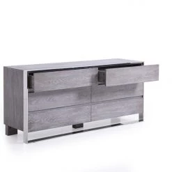 VIG Modrest Arlene Modern Grey Elm & Stainless Steel Bedroom Set